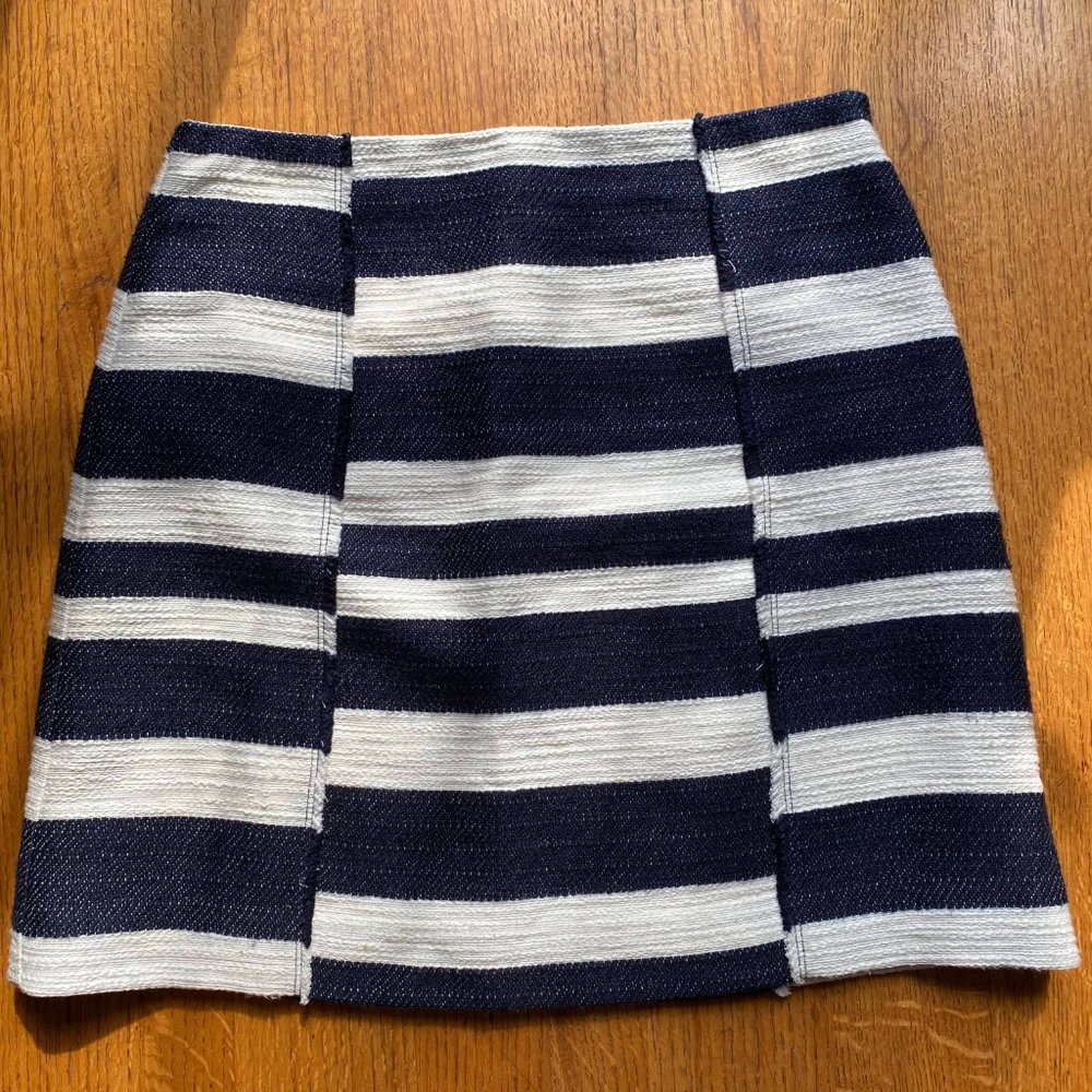 Loft Navy & White Striped Skirt